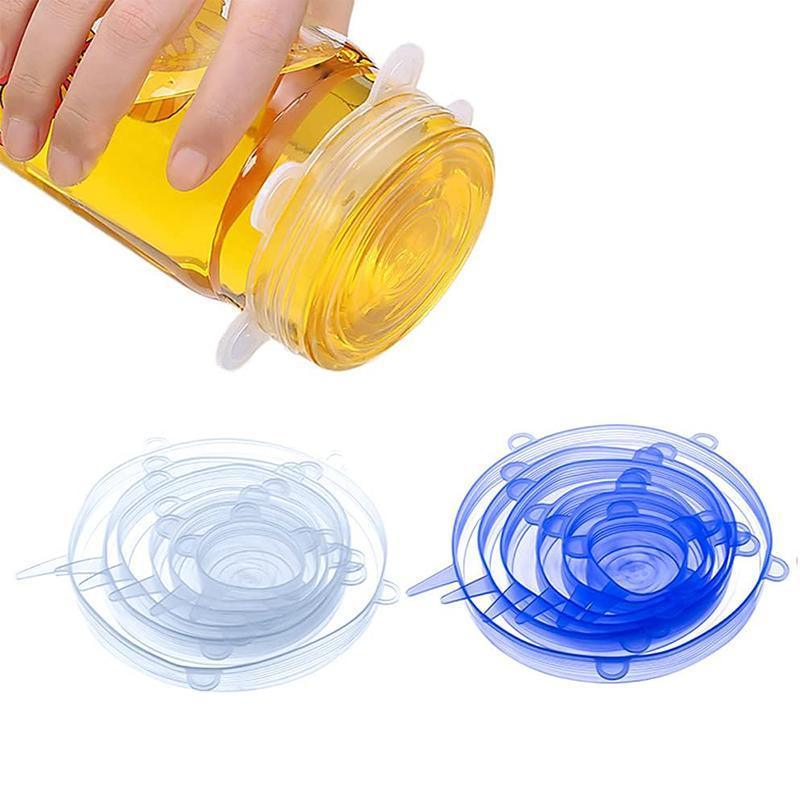 6PCS Stretch Reusable Silicone Food Saver Cover Seal Insta Lids Bowl Wraps - Green