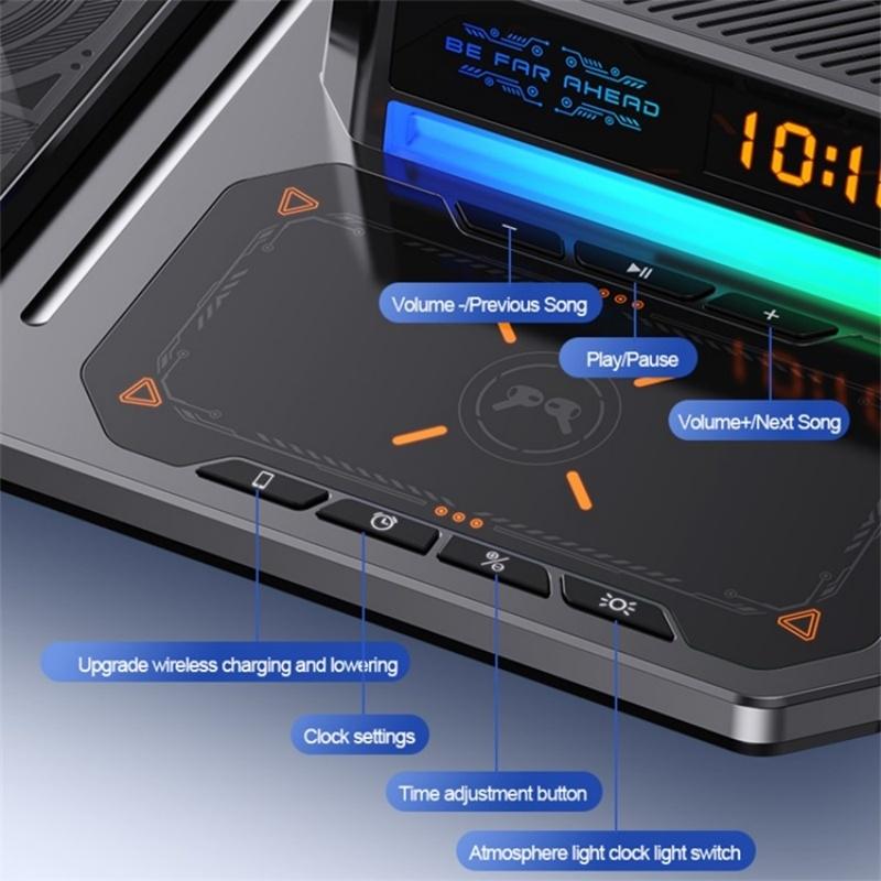 5 In 1 Magnetic Wireless Charger Stand With Clock & Speaker - White
