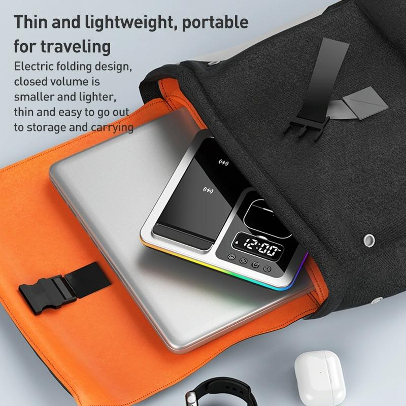 15W 5 In 1 Foldable Wireless Charger Stand - Silver