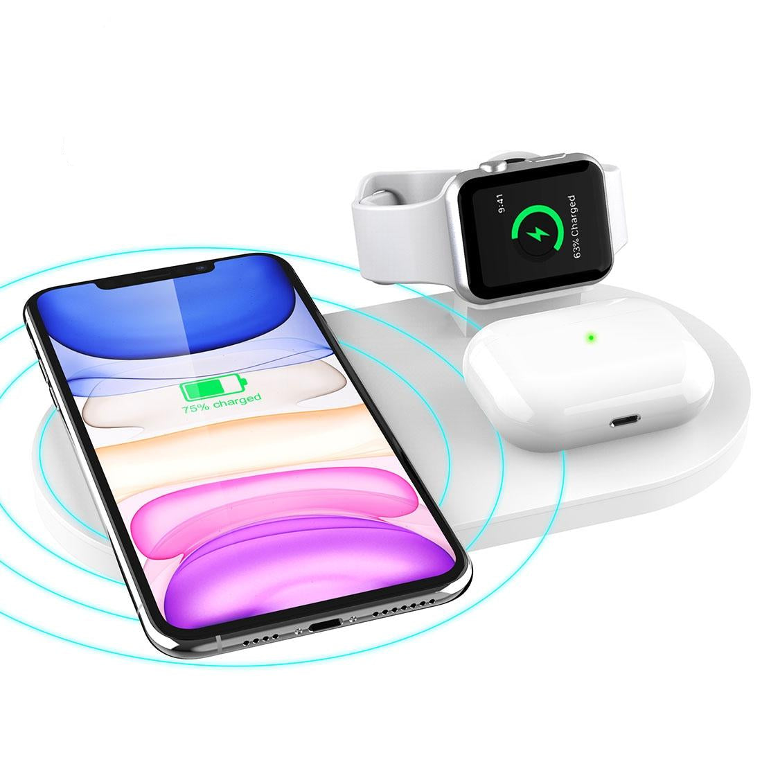 3 In 1 Wireless Charger For Phones Iwatch Airpods - White