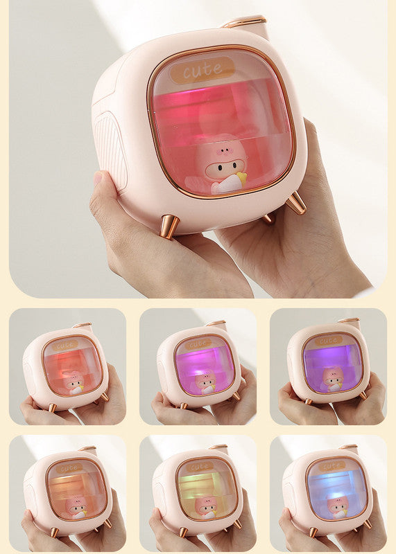 Off White USB Desktop Dual Mist Cute Humidifier with Essential Oil Diffuser, 500ml Large Capacity, Quiet Aromatherapy Machine for Bedroom and Office(without essential oil)