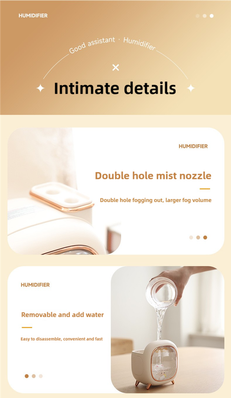 Off White USB Desktop Dual Mist Cute Humidifier with Essential Oil Diffuser, 500ml Large Capacity, Quiet Aromatherapy Machine for Bedroom and Office(without essential oil)