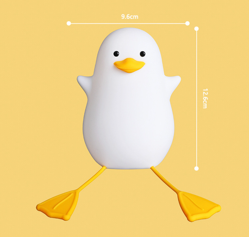 Cute Gull Silicone Night Light - Tap Control, USB Rechargeable, Kids Bedroom (Colorful yellow beak)
