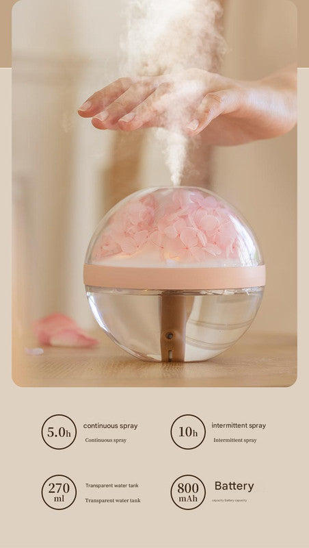 Eternal Flower Wireless Humidifier & Night Light - 270ml, 800mAh Rechargeable, Quiet Operation(pink)