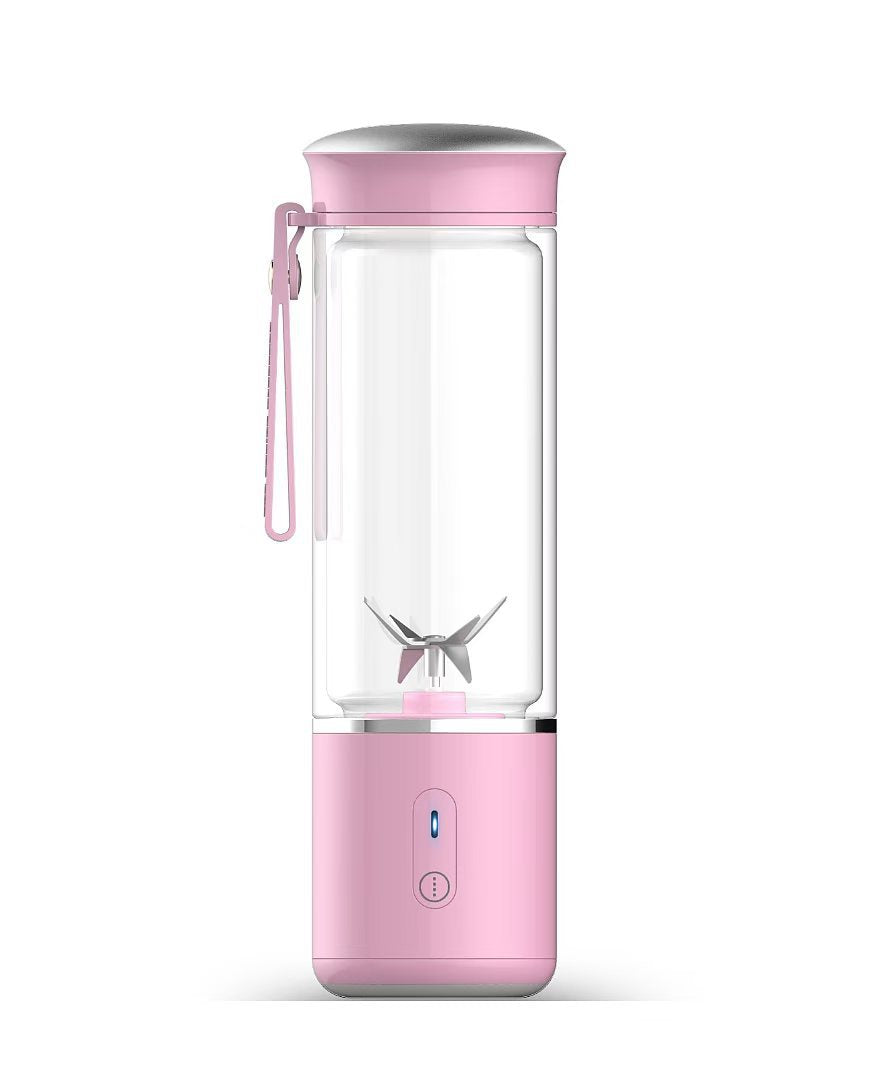 Portable Electric Juicer Blender - 450ml Glass Cup, 6-Blade, 20000RPM, USB Rechargeable(Pink)