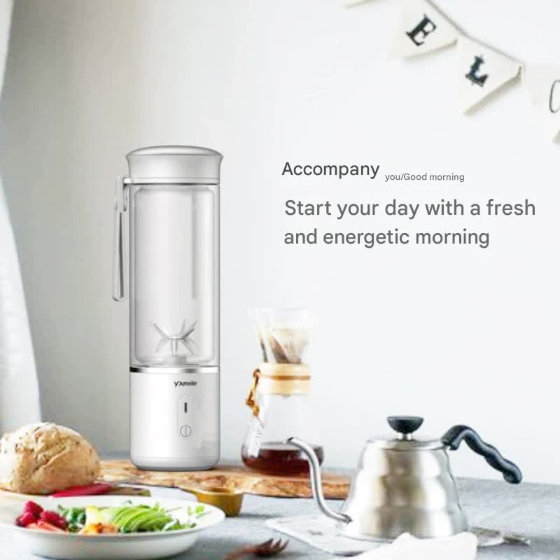 Portable Electric Juicer Blender - 450ml Glass Cup, 6-Blade, 20000RPM, USB Rechargeable(Pink)