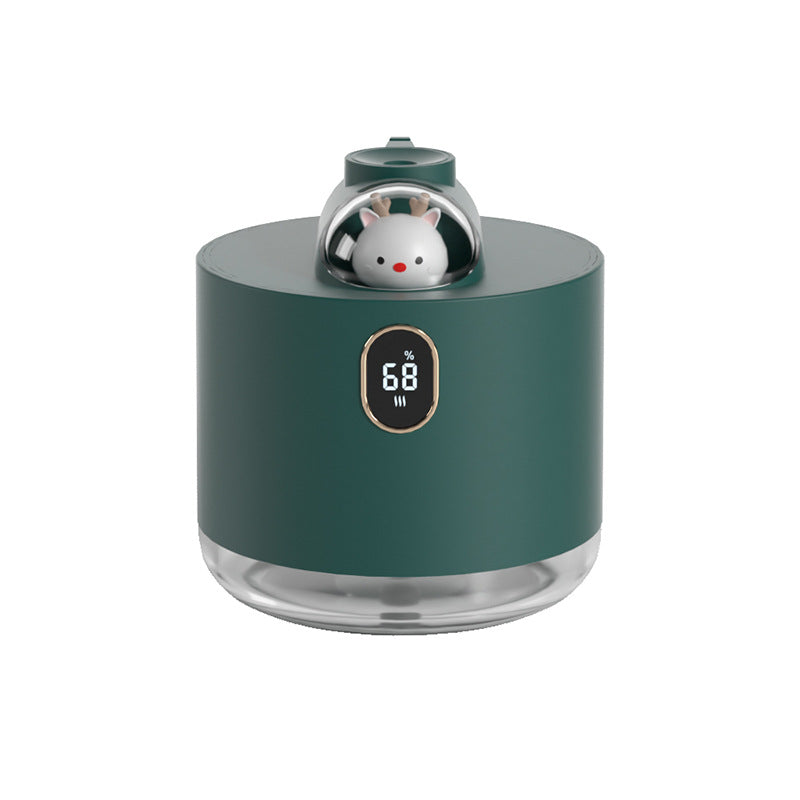 Green Adorable Space Capsule Humidifier - Portable USB Cool Mist Maker with LED Display & Ambient Night Light